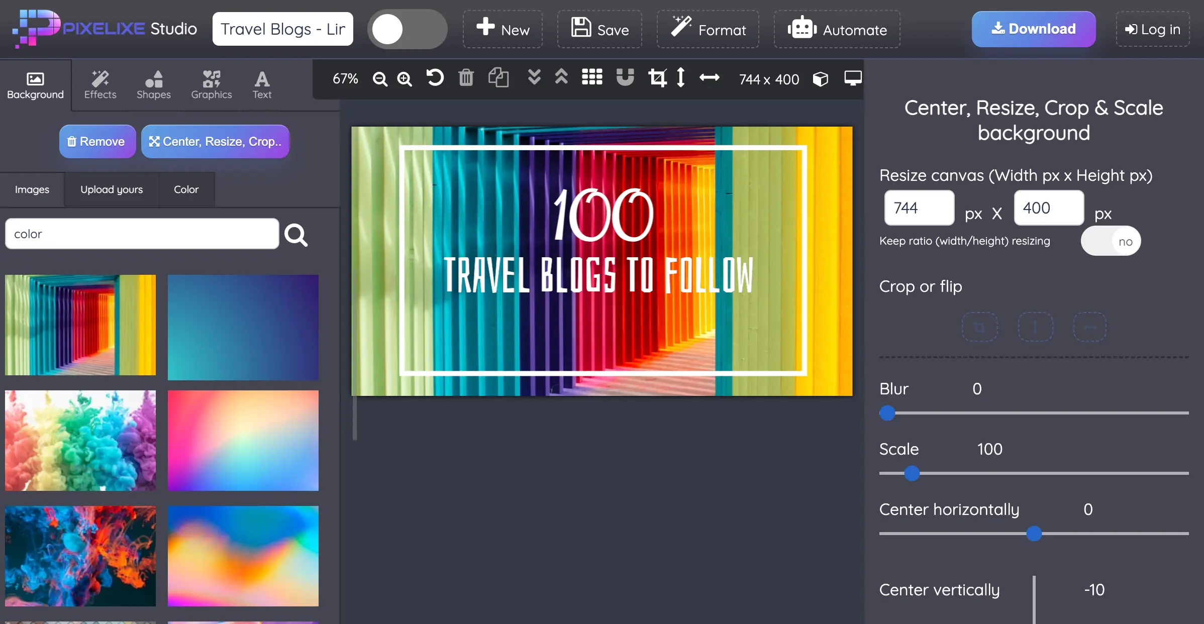 Pixelixe embedded studio and editing interface